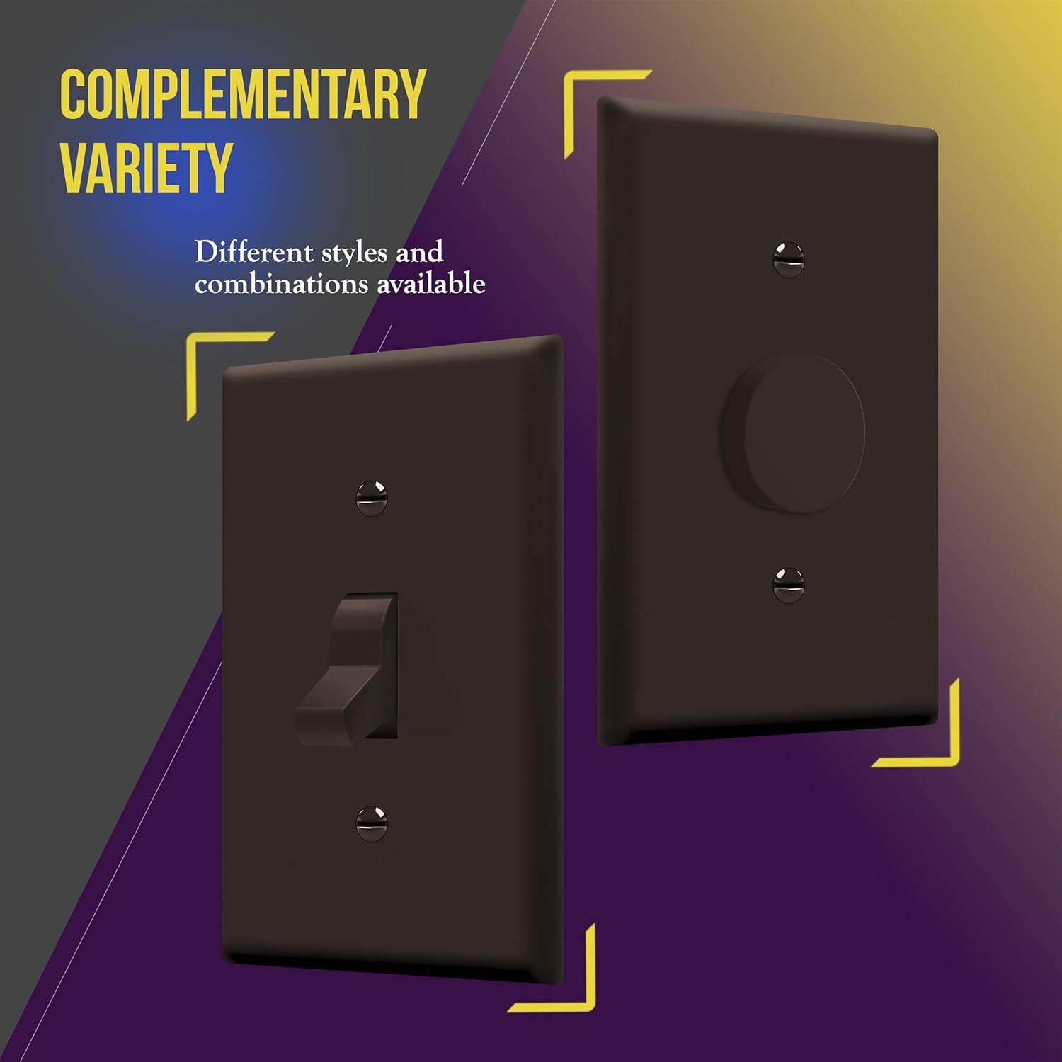 ENERLITES Toggle Light Switch Wall Plate, Gloss Finish, Standard Size 1-Gang 4.50" x 2.76", Unbreakable Polycarbonate Thermoplastic, 8811-BR-10PCS, Brown (10 Pack)
