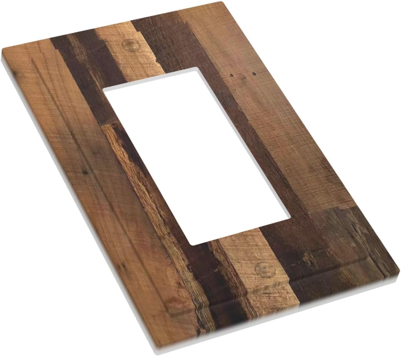 Rustic Brown Wood Vintage Wood Board Decorative Outlet Covers 1 Gang Single Rocker Light Switch Cover Plate Wall Plates Gfci Faceplate For Farmhouse Cabin Decor