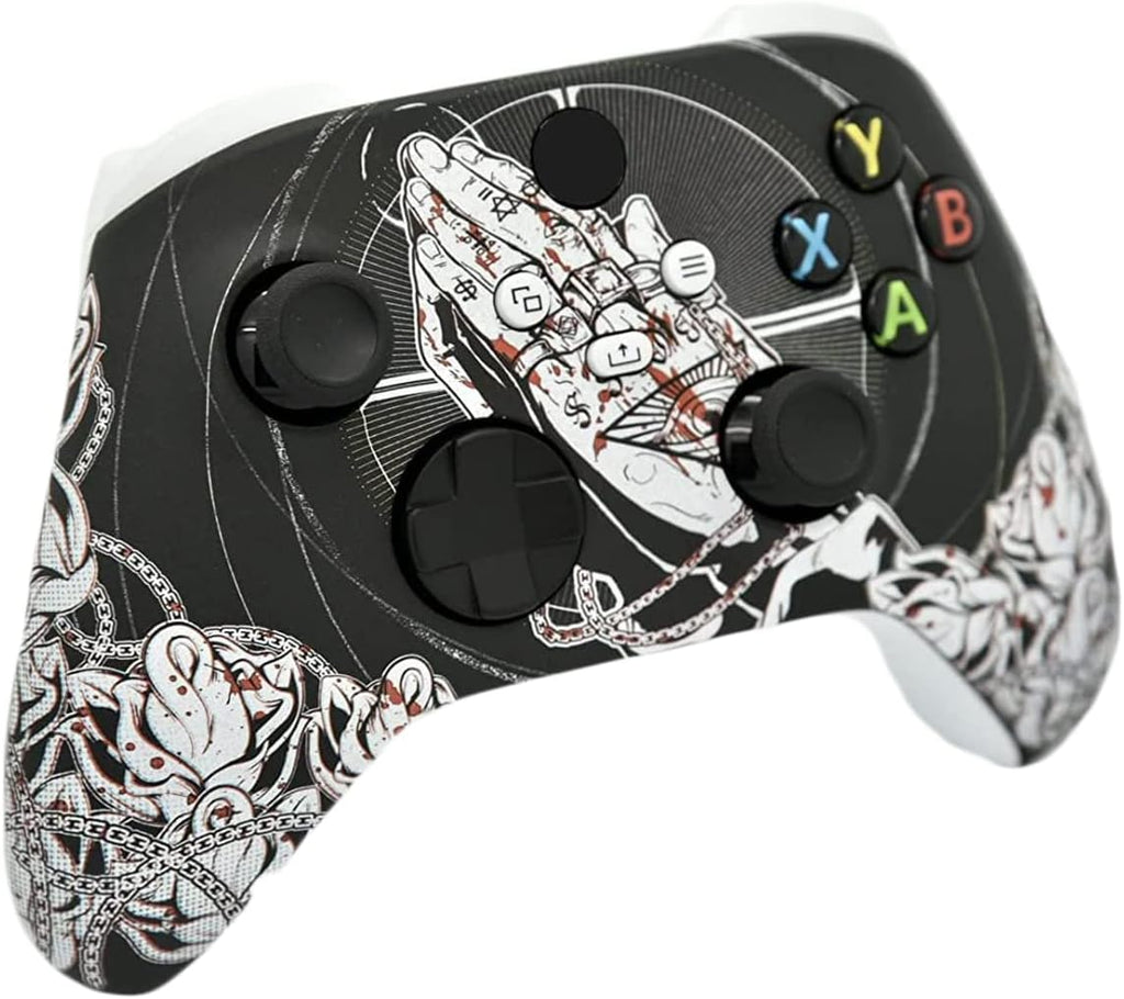 Hand Airbrushed Fade Custom Controller Compatible with Xbox Series X/S & Xbox One (Series X/S Bloody Forgiveness/White)