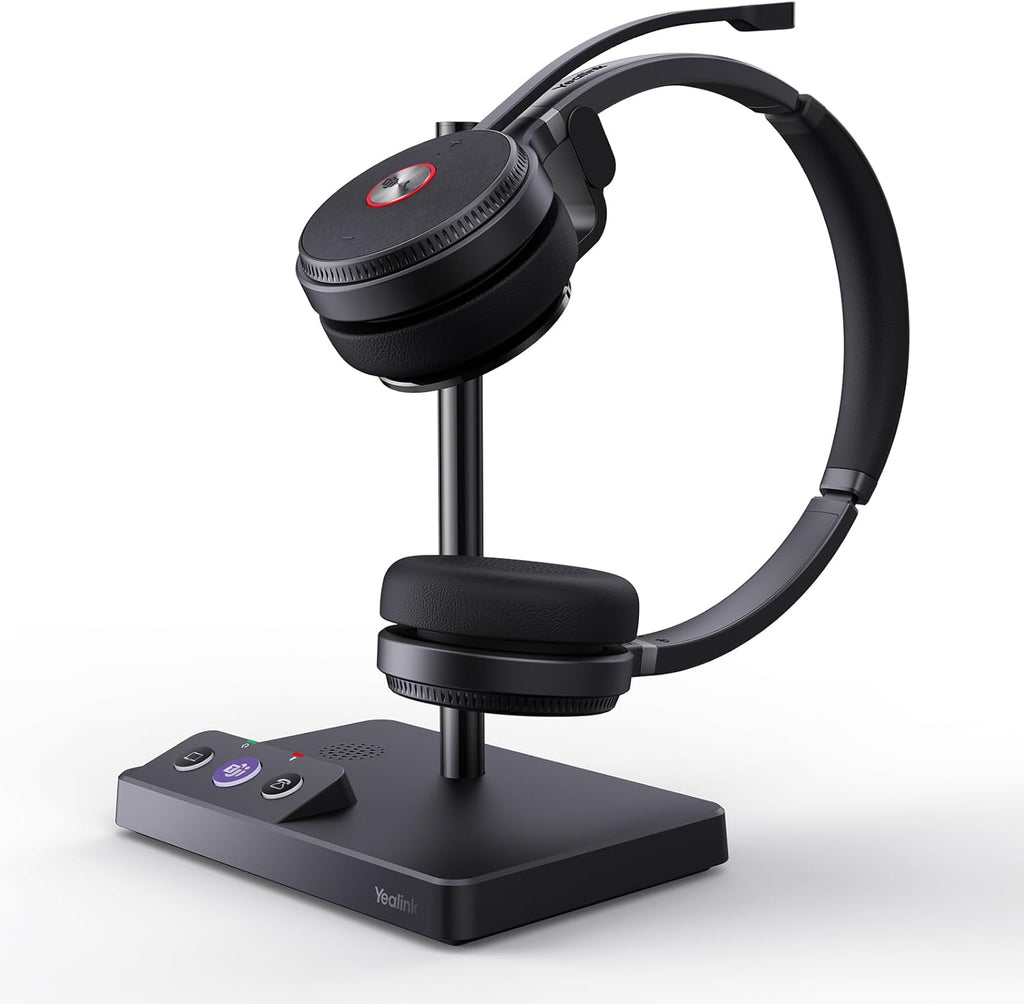 Yealink WH62 Dual Teams DECT Wireless Headset 525 ft Range, Work Headphones with 2X Noise Canceling Mic for IP Phone and Computer, Office Head Set with Call Control, Ringer,14 Hrs Talk Time