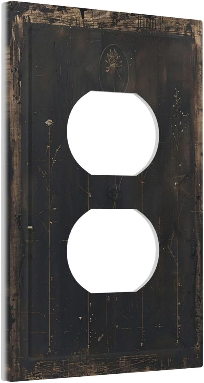 Outlet Covers Black And White Dandelion Art Vintage Wood Grain 1 Gang Duplex Light Switch Cover Plate Decorative Switch Plate Covers Electrical Socket Cover for Farmhouse Cabin Decor