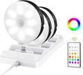 EZVALO Under Cabinet Lighting with Charging Station,1000mAh Rechargeable Puck Lights with Remote, 3 Color Temps & 12 RGB Closet Lights, Dimmable Motion Sensor Lights for Shelf, Kitchen (3 Packs)