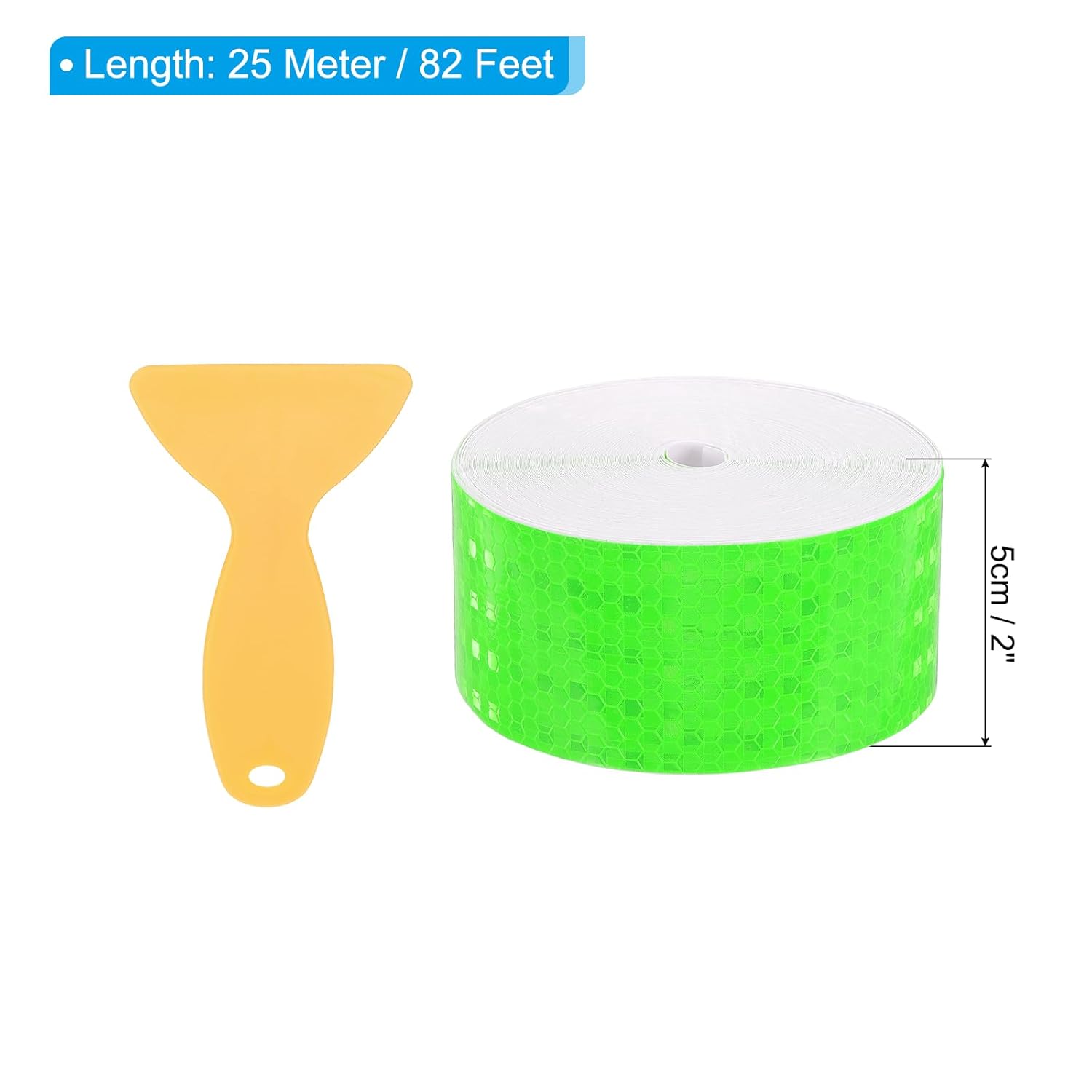 PATIKIL 2 Inch x 82 ft Reflective Tape, 1 Roll Waterproof Self Adhesive High Visibility Caution Warning Safety Tape Reflector with Scraper for Trucks Trailers Cars, Green