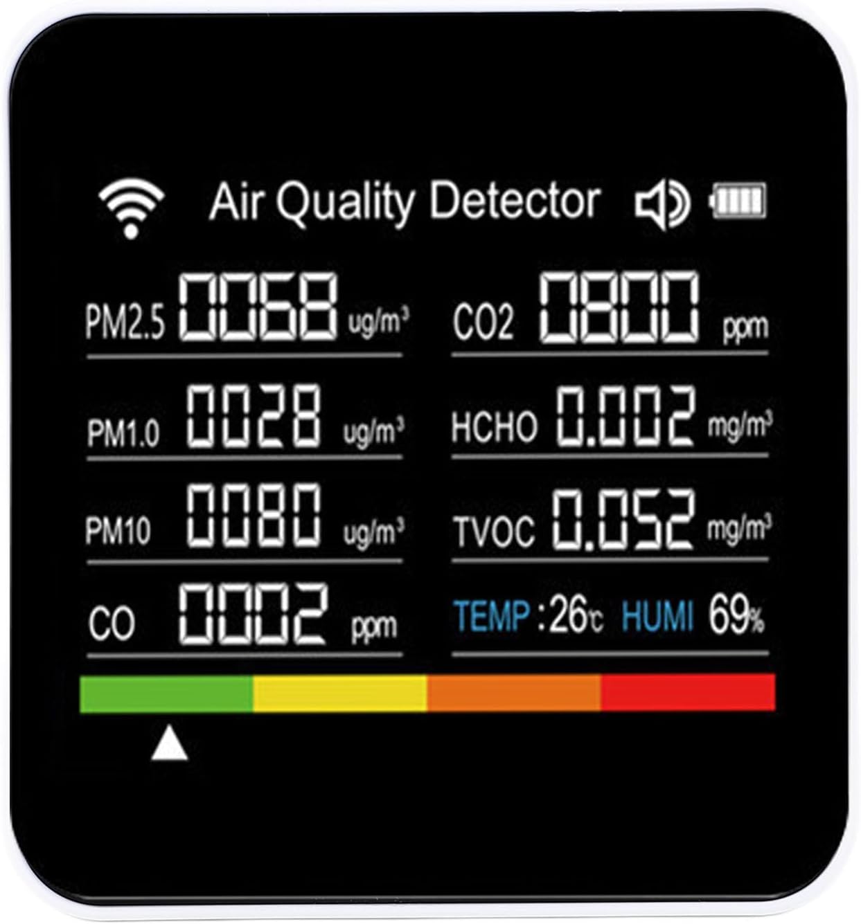 Ejoyous Smart Air Quality Detector, 14 in 1 Indoor Air Quality Monitor with PM2.5 VOCs Temperature Humidity Sensor, for Home Office Travel Use