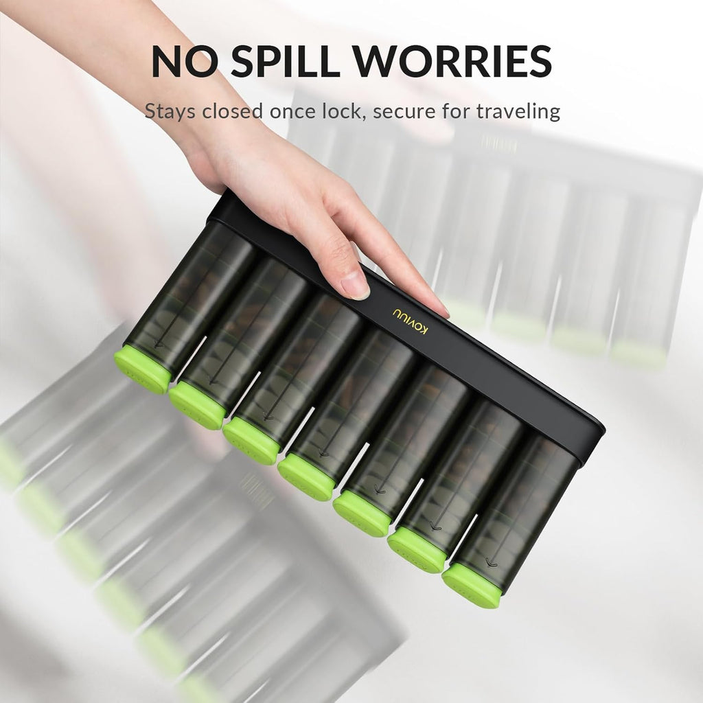 Weekly Pill Organizer 3X a Day, Detachable Pill Box 7 Day, Large 3 Times Daily Pill Case, Travel Pill Container Holder, Week Medication Dispenser Pillbox for Vitamin Supplement Medicine, Green
