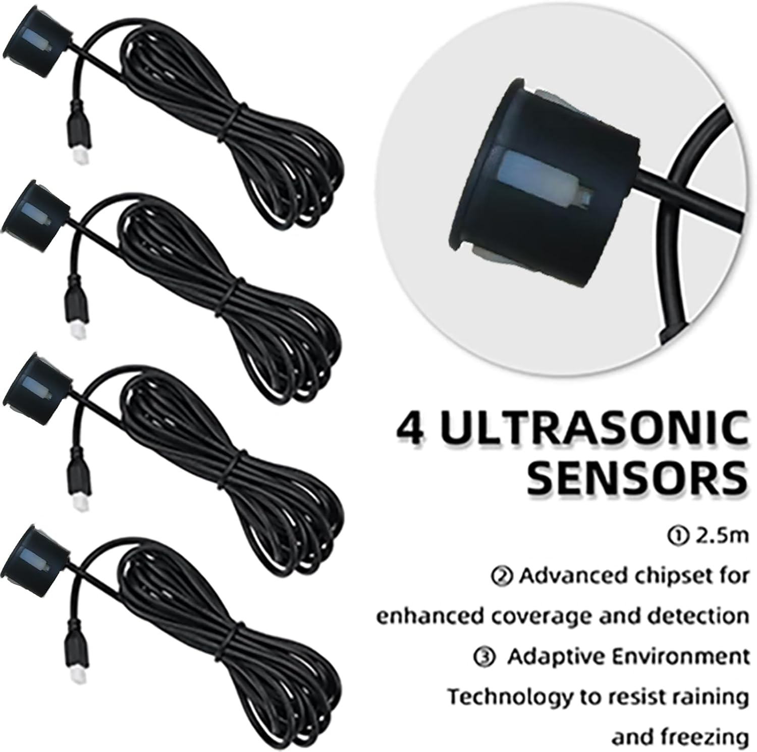 Parking Sensor Kit Backup Sensor Kit Reverse Sensor for Car 18 Color Options for Probes Adjustable Alarm Volume Professional Sensore de Reversa para Carro Safe Driving Assistant(Matte Black)