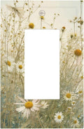 White Wildflowers Daisy Vintage Floral Decorative Outlet Covers 1 Gang Single Rocker Light Switch Cover Plate Wall Plates GFCI Faceplate for Bed Room Living Room Decor