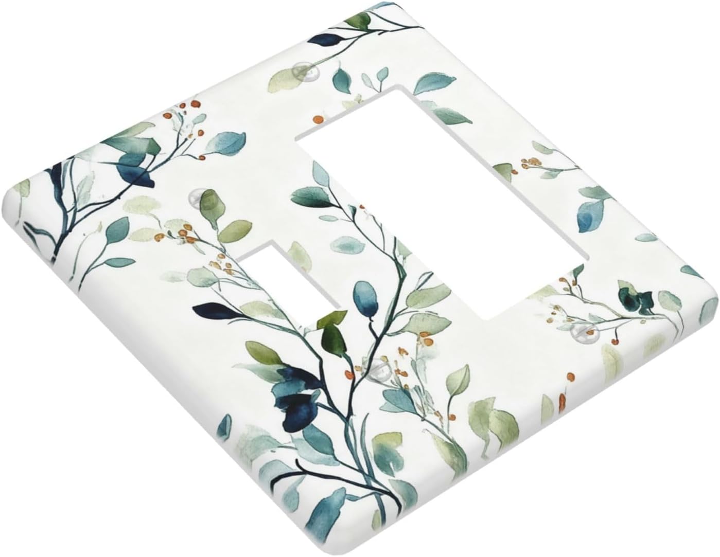 Decorative Outlet Covers Eucalyptus Leaf Geen Sage Leaves 2 Gang Light Switch Cover Plate Single Toggle 1 Rocker Wall Plates for Electrical Outlets Switch Plate Covers for Bedroom Home Decor