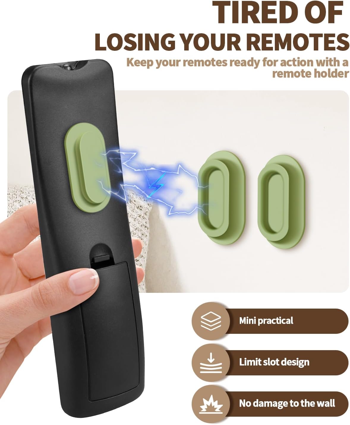 6 Pack Magnetic Remote Control Holder – Upgraded Silicone Magnetic Wall Mount for TV, Fan & Air Conditioner Remotes – Self-Adhesive, No-Drill Remote Control Holder Wall Mount