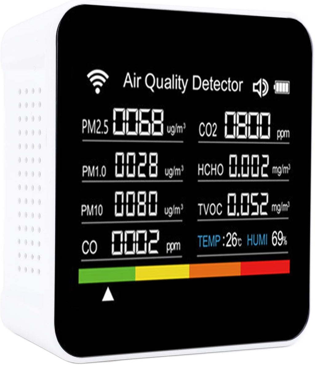 MAVIS LAVEN Smart Air Quality Detector, Portable 14 in 1 Indoor Monitor with Sensors for PM2.5 VOCs Temperature Humidity for Home Office Travel