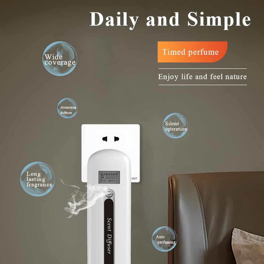 Plug in Waterless Diffuser - Up to 650 sqft Coverage, Wall Plug Oil Diffuser - Waterless Oil Diffuser with Button&App Dual-Control-