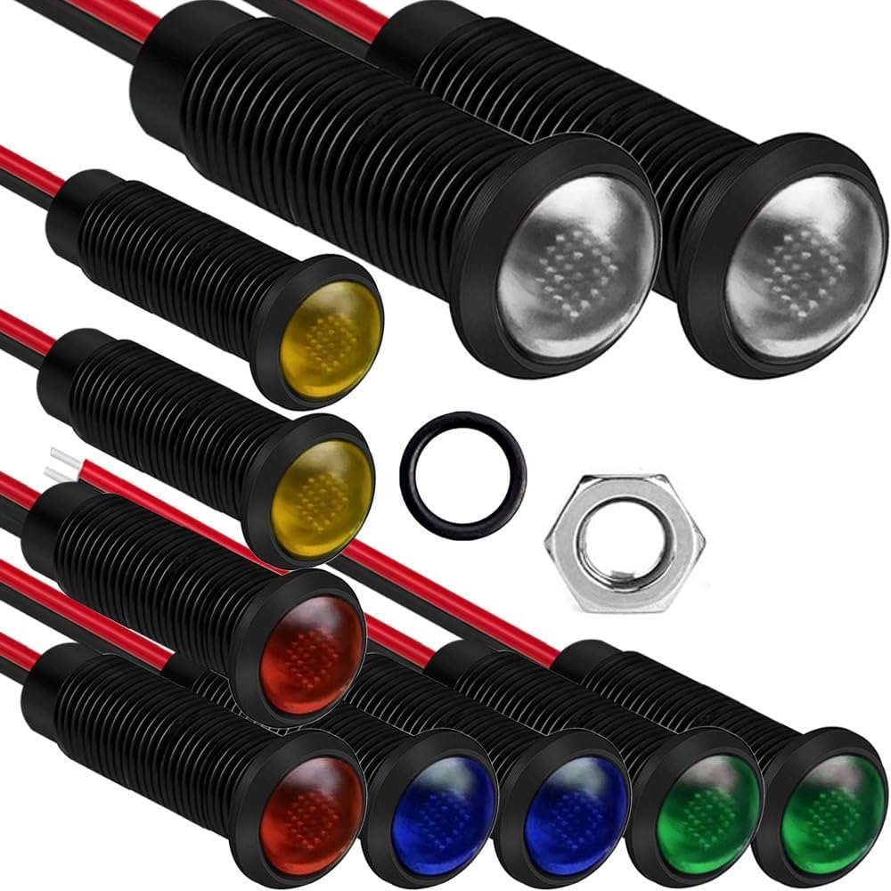 10pcs LED Plastic Indicator Pilot Light 110VAC Mounting Hole Size 6mm(Red/Orange/Blue/Green/White)