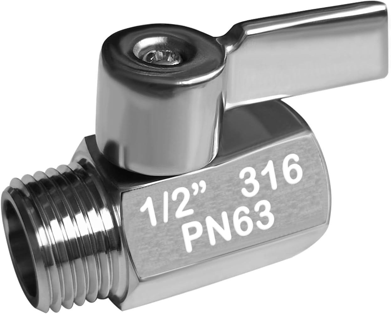 Beduan Mini Ball Valve Stainless Steel(316) 1/2" NPT Male x NPT Female Mini Ball Shutoff Valve (Pack of 1)