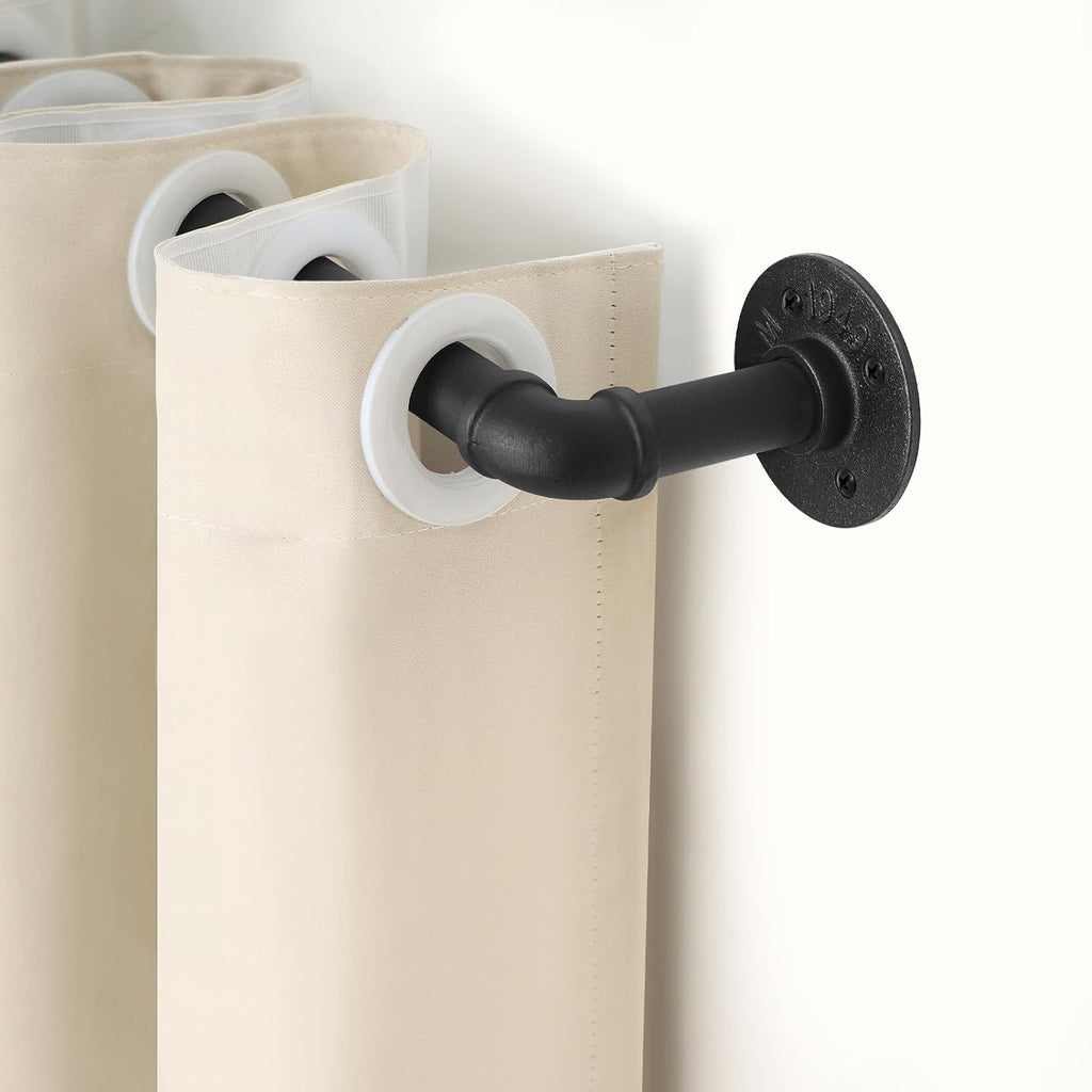Refrze Industrial Blackout Curtain Rod, 34-48 Inch, 1 Inch Diameter, Heavy Duty, Adjustable, Wrap Around, Black