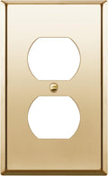 ENERLITES Duplex Receptacle Outlet Metal Wall Plate, Stainless Steel Outlet Cover, Corrosion Resistant, Size 1-Gang 4.50" x 2.76", 7721-PB, Stainless Steel 201, Polished Brass, Gold
