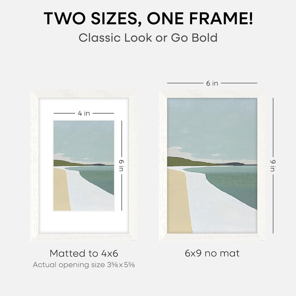 Homeforia 6x9 Picture Frame White, High End Oak 9x6 Wooden Frames with Mat 6x4 Print, 6 x 9 White Wood Frame Matted to 4 x 6 inch Photo, 6by9 Wall or Tabletop Frame, Tempered Glass, Wall Kit, Set of 1