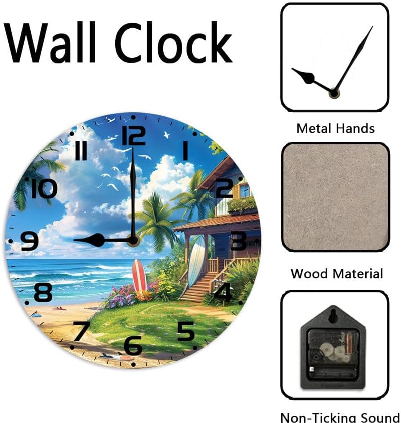 10 in Crafty Cat Crafts -123 Wood Wall Clock – Digital Time Display, Smart Home Compatible for Bedside or Workspace