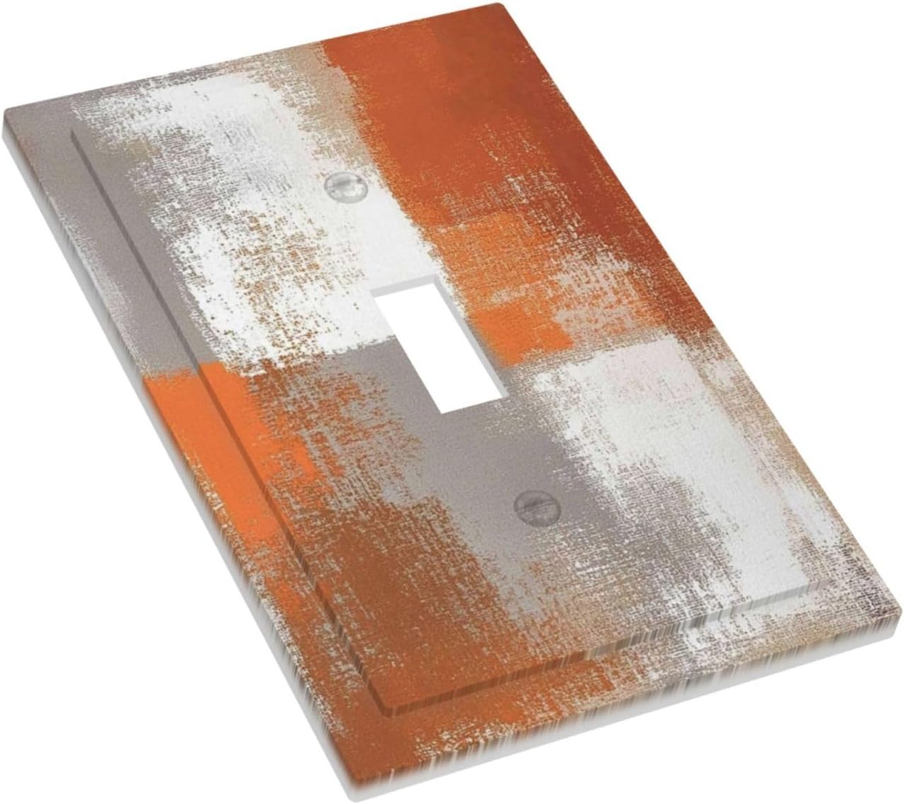 Orange Grey Abstract Art Oil Painting Decorative Light Switch Cover 1 Gang Single Toggle Device Electrical Faceplate Switchplates Decorator Outlet Wall Plate For Home Farmhouse Decor