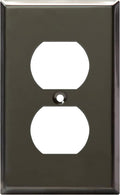 ENERLITES Duplex Receptacle Metal Wall Plate, Stainless Steel Outlet Cover, Corrosion Resistant, Standard Size 1-Gang 4.50" x 2.76", Stainless Steel 201, 7721-PBK, Polished Black