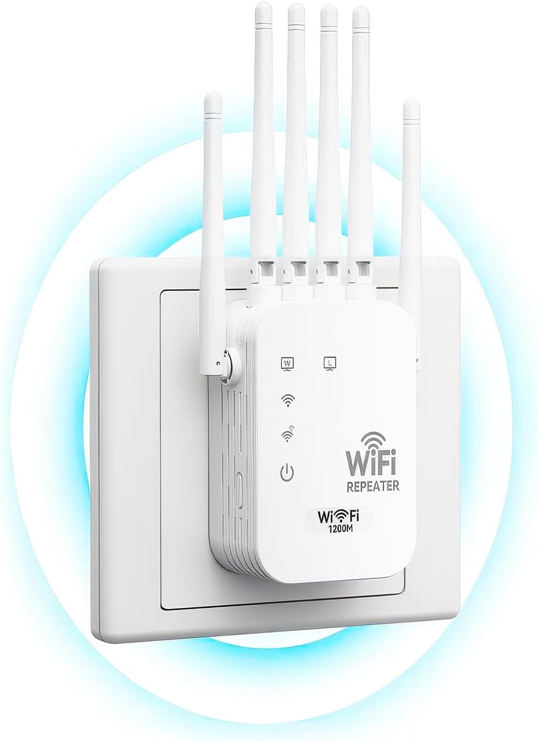 WiFi Range Extender Up to 12000 Sq.Ft Coverage, Dual Band 1200Mbps with 6 High-Gain Antennas, 3-in-1 Mode with Ethernet Port, Easy Setup