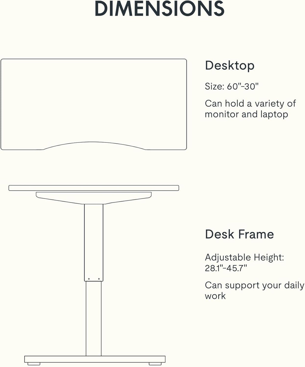 FLEXISPOT EN1 Bamboo Standing Desk, 60 x 30 Inches Whole-Piece Electric Adjustable Height Sit Stand Desk for Home Office (White Frame + Bamboo Curved Desktop, 2 Packages)