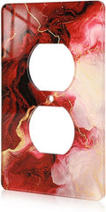 Rich Burgundy Marble Acrylic Switch Light Cover Decorative Outlet Covers Wall Plate Single Toggle Wall Plate Cover