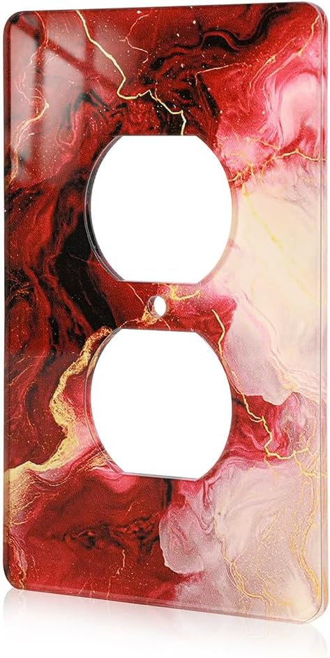 Rich Burgundy Marble Acrylic Switch Light Cover Decorative Outlet Covers Wall Plate Single Toggle Wall Plate Cover