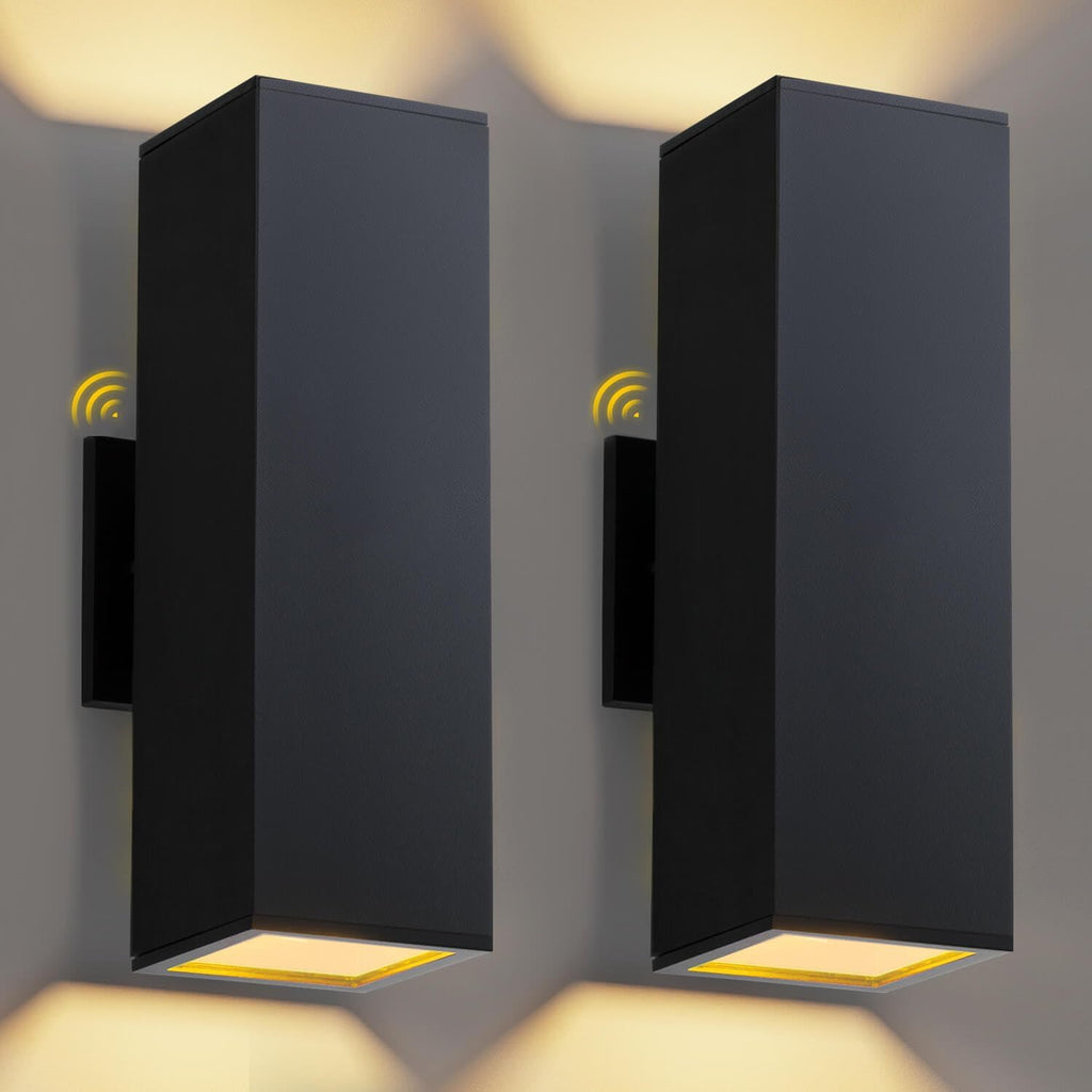 Dusk to Dawn Outdoor Lighting 2 Pack, Modern Outdoor Wall Lights Black Exterior Lighting Fixtures with E26 Base, Waterproof Sconce Outside Lights for House Porch Front Door, Bulbs Included