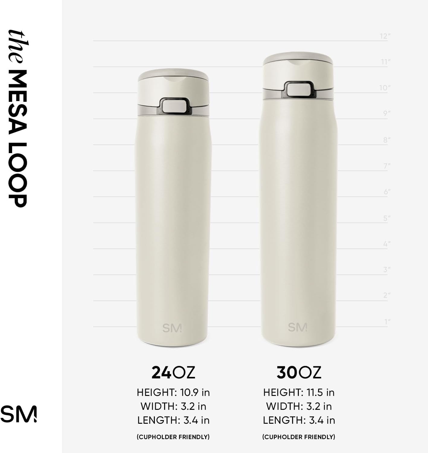 Simple Modern Mesa Loop Water Bottle with Covered Straw and Handle | 30oz Cup Holder Friendly Insulated Stainless Steel Bottles for Travel, Sports and School | Cashew
