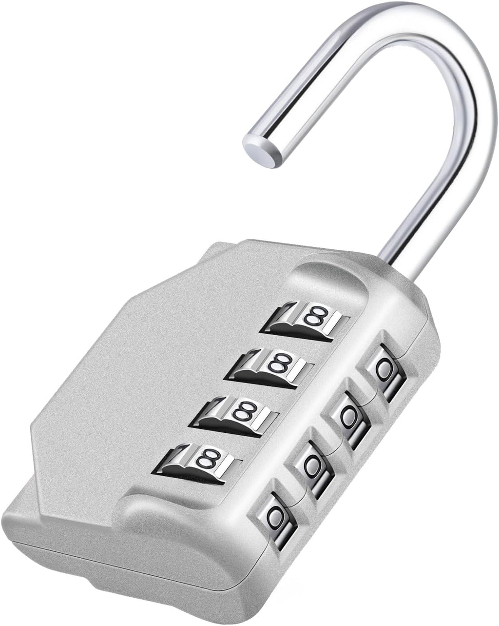 ZHEGE Combination Lock Outdoor, 4 Digit Re-settable Padlock for Gym, School, Fence, Employee Locker (Sliver)