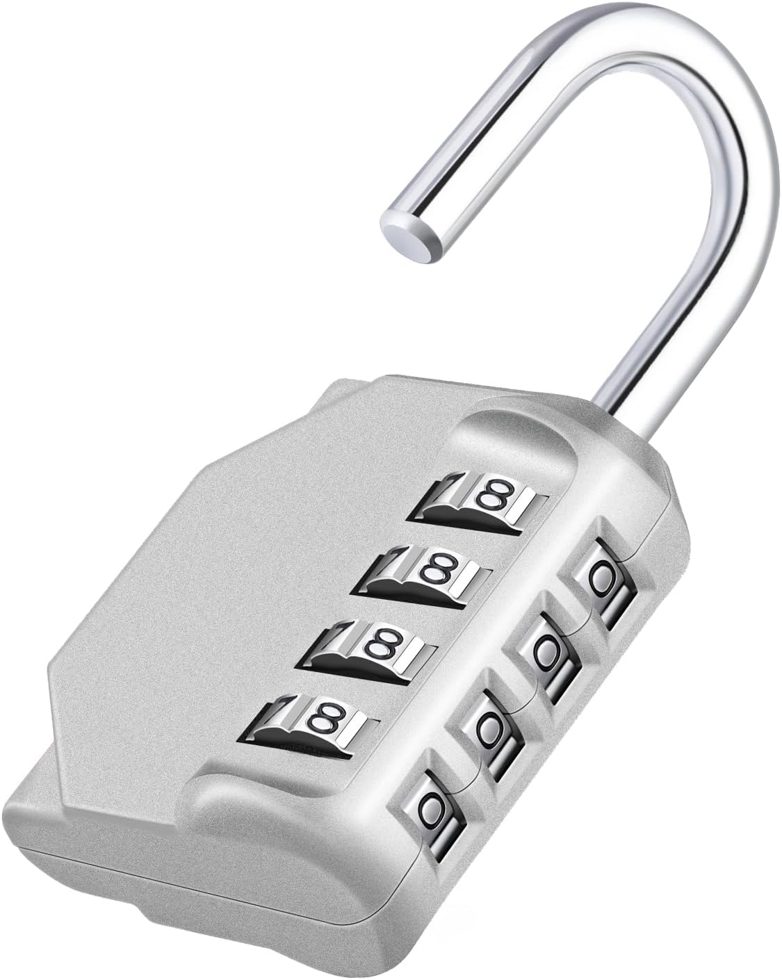 ZHEGE Combination Lock Outdoor, 4 Digit Re-settable Padlock for Gym, School, Fence, Employee Locker (Sliver)