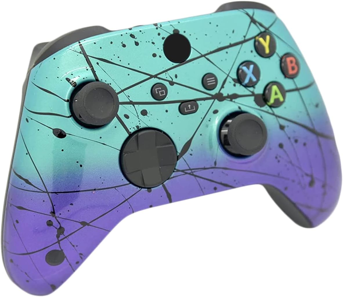 Hand Airbrushed Fade Custom Controller Compatible with Xbox Series X/S & Xbox One (Series X/S Teal & Purple Fade)