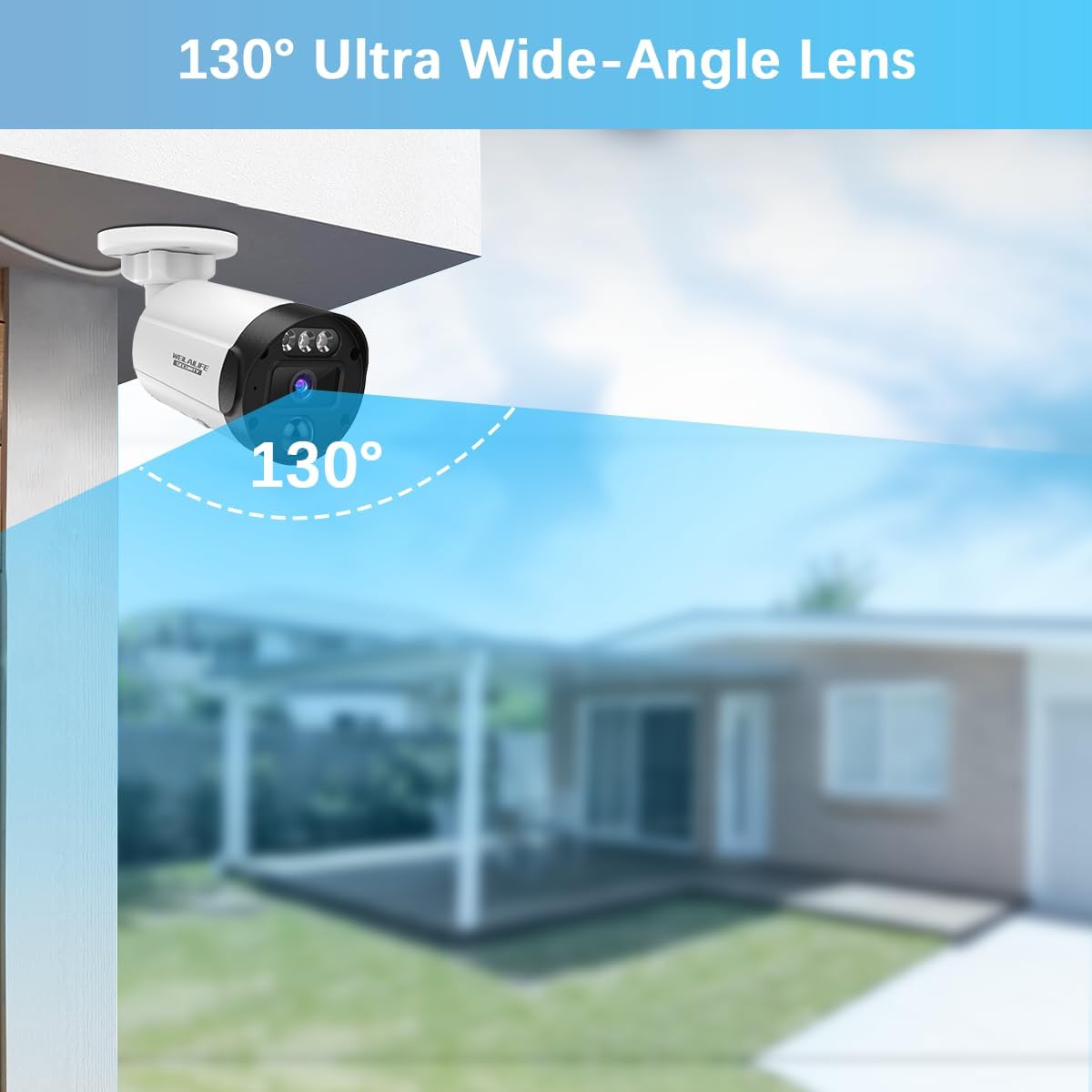 【130° Ultra Wide-Angle & 90 Days Storage】 Outdoor Wired Security Camera System, Wired Home Security Camera System, Home Video Surveillance System