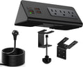 Upgraded Version Edge Mount Power Strip with USB-C Ports Tabletop Surge Protector Desk Clamp Power Sockets with 3 AC Outlets &4 Fast Charging USB Ports for Home Office Hotel Dormitory (Black - 1pack)