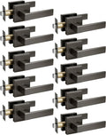 KNOBWELL 10 Pack Gunmetal Black Door Handles Interior Modern Square Door Knob for Closet Hallway Pantry