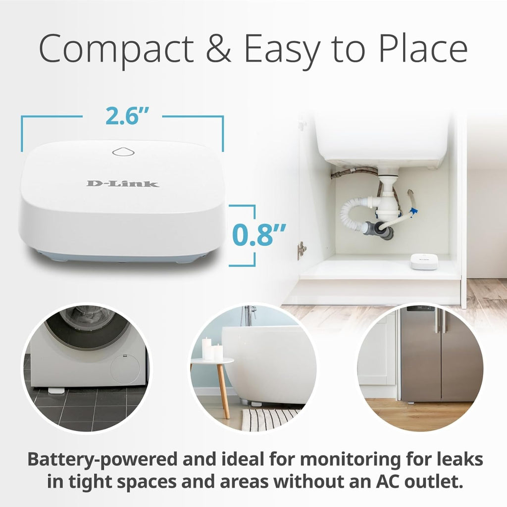 D-Link Add-on Remote Battery-Powered Water Leak Sensing Pod, Long-Range, Compatible Only with SW-A11KT, Single and Multi-Pack (SW-A2)