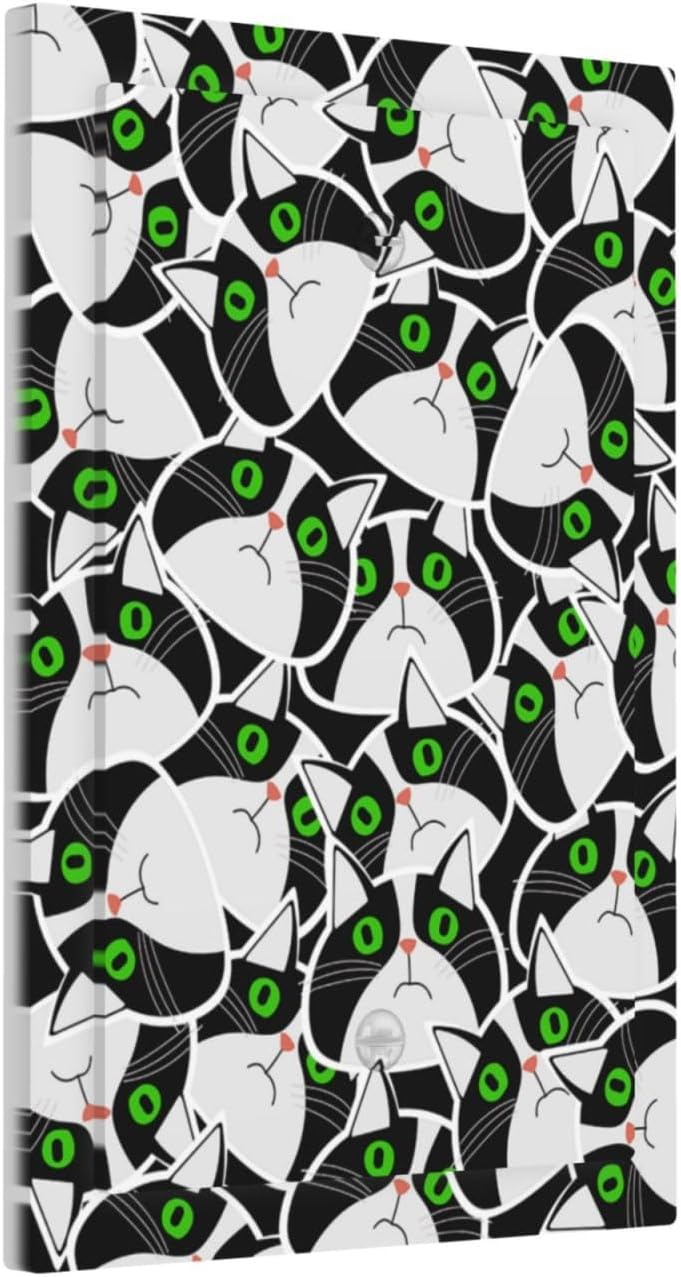 Funny Cat Wacky Kitty 1-Gang No Device Blank Wallplate Electrical Light Switch Covers Decorative Receptacle Face Plate Cover for Bathroom 5 X 3 IN