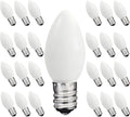 C7 LED White Replacement Bulbs,25 Pack 0.6w White Christmas Light Replacement Bulbs With E12 Base,Warm White Light Bulbs For Candelabra Window Candle Chandelier Night Lights Christmas String Lights
