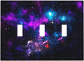 Outer Space Colorful Starry Sky Galaxy Planet Decorative Switch Plates 3 Gang Wall Plate Triple Toggle Light Switch Cover Faceplate Electrical Wall Panels for Bed Room Living Room Decor