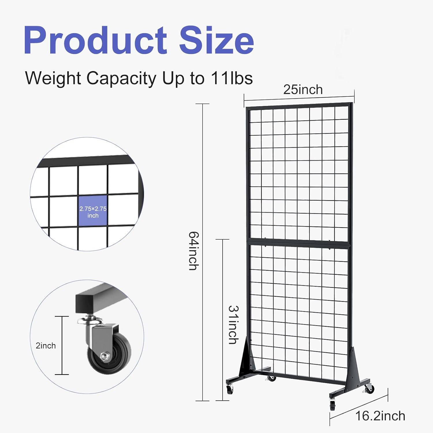 3-Pack 2'x5.5' Ft Gridwall Panel Display Stands Heavy Duty Floor Standing Retail Display Rack with Triangle Base for Retail Art Show With 20 Hooks Christmas and Thanksgiving Outdoor Decoration Display Stand (1)