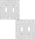 Double Toggle Light Switch Cover NovaBloom Metal Wall Plate, 2-Pack White 2 Gang, Light Switch Cover Decorative Wallplate, Durable