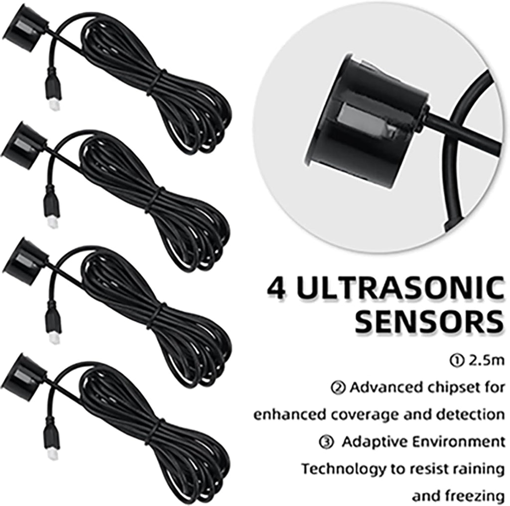 New Feature Rear Parking Sensor with Selectable Distance in Feet, Bidirectional Display Options, and Customizable Numeric Orientation（Black）