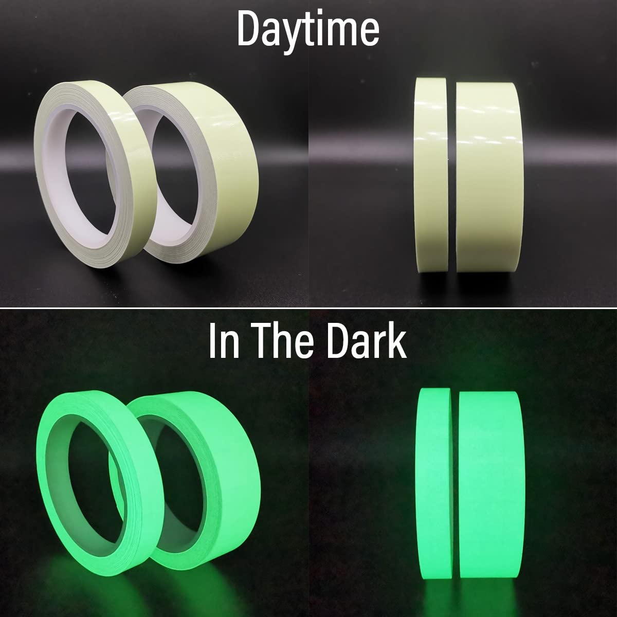Glow Tape, 33 Feet x 0.5 Inch, Waterproof, Luminous, Fluorescent, Glow in Dark Duct Tape for Stage, Stair, Outdoor