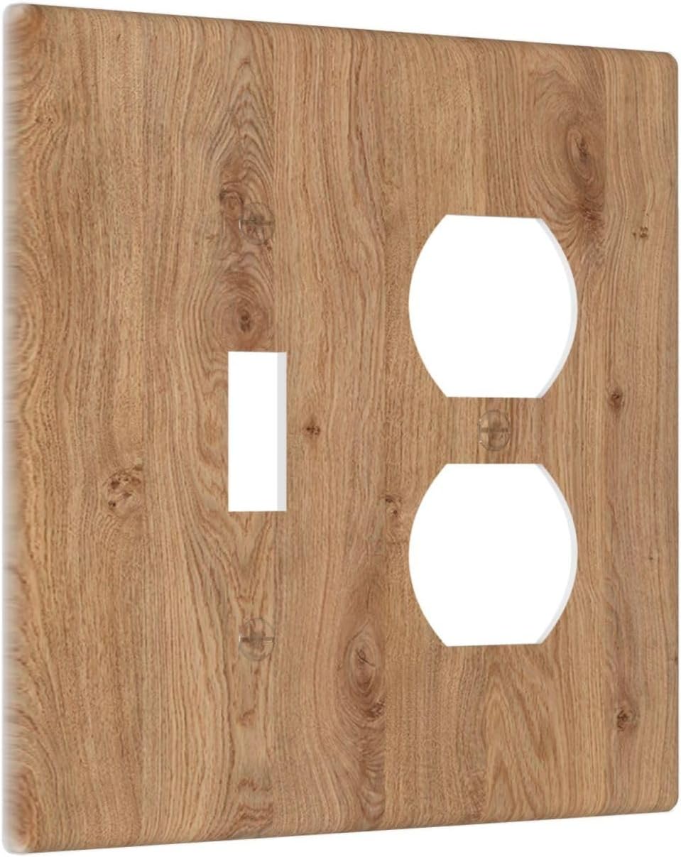 Wallplates Vintage Rustic Wood Color Brown Wood Grain 1 Toggle 1 Duplex Switch Plate Electrical GFCI Faceplate Decorative Light Switch Covers for Farmhouse Cabin Decor