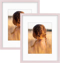 Golden State Art, 16X20 Picture Frame with Mat for 11X14 - High Definition Glass Wall Mounting Horizontal Vertical Display (Pink, 2 Pack)