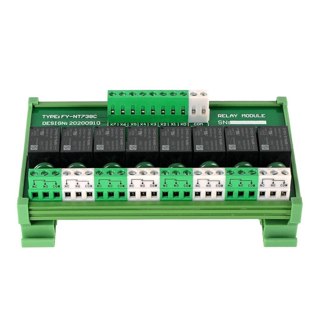 Relay Board, 8 Channel 1 SPDT DIN Rail Mount 24V DC/AC Relay, Interface Board