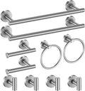 Bathroom Hardware Set Brushed Nickel, 24 Inch Towel Bar Set 10 Pieces Bathroom Accessories Set Includes Includes 2 Packs 24 Inch Towel Bar, Towel Ring, Toilet Holder and 4 Packs Towel Hooks