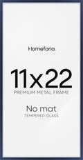 Homeforia 11x22 Newspaper Frame Navy Blue, High End Metal 11 x 22 Picture Frame without Mat, 22x11 Thin Navy Blue Poster Frames for Wall, 11by22 Display Photo Frame, Tempered Glass, Wall Kit, Set of 1