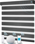 Smart Zebra Blinds for Windows, Alexa Motorized Blinds with Remote Control, Automatic Electric Power Zebra Shades for Indoor Windows (58" W x 72" H, Black)