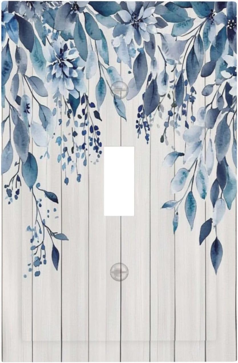 Eucalyptus Rustic Watercolor Plant Decorative Light Switch Cover 1 Gang Single Toggle Device Electrical Faceplate Switchplates Decorator Outlet Wall Plate For Farmhouse Home Decor
